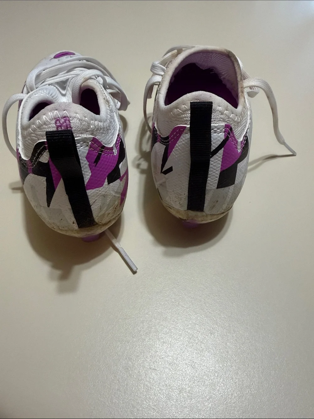 Puma White and Purple Kids' Soccer Cleats